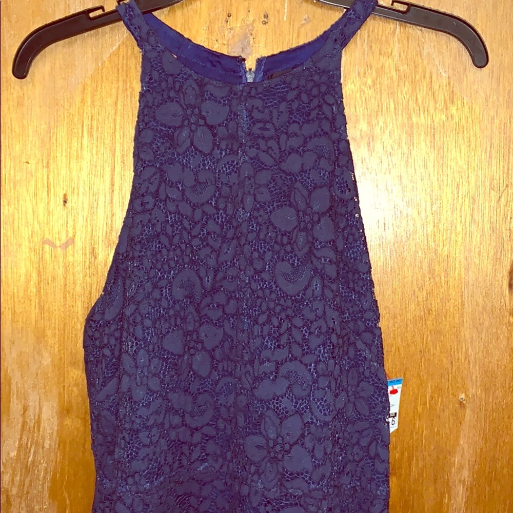 Tahari Navy Dress with slight rip in the lace